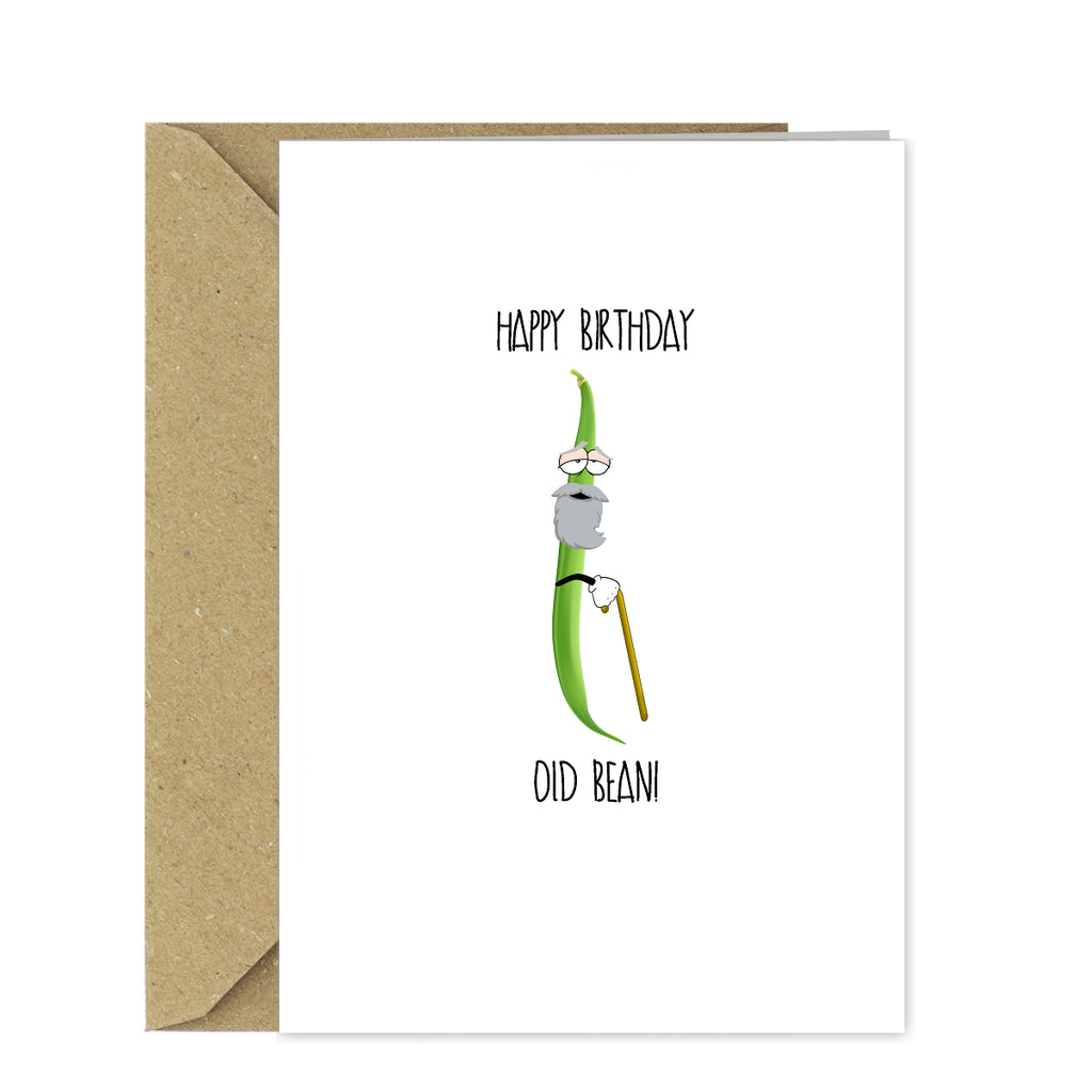 Funny Pun Birthday Card - Happy Birthday Old Bean!