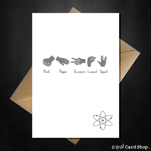 Big Bang Theory Greetings Card - Rock Paper Scissors Lizard Spock