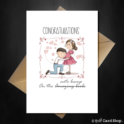 Funny Pregnancy Card - Congratulations on the cute bump!