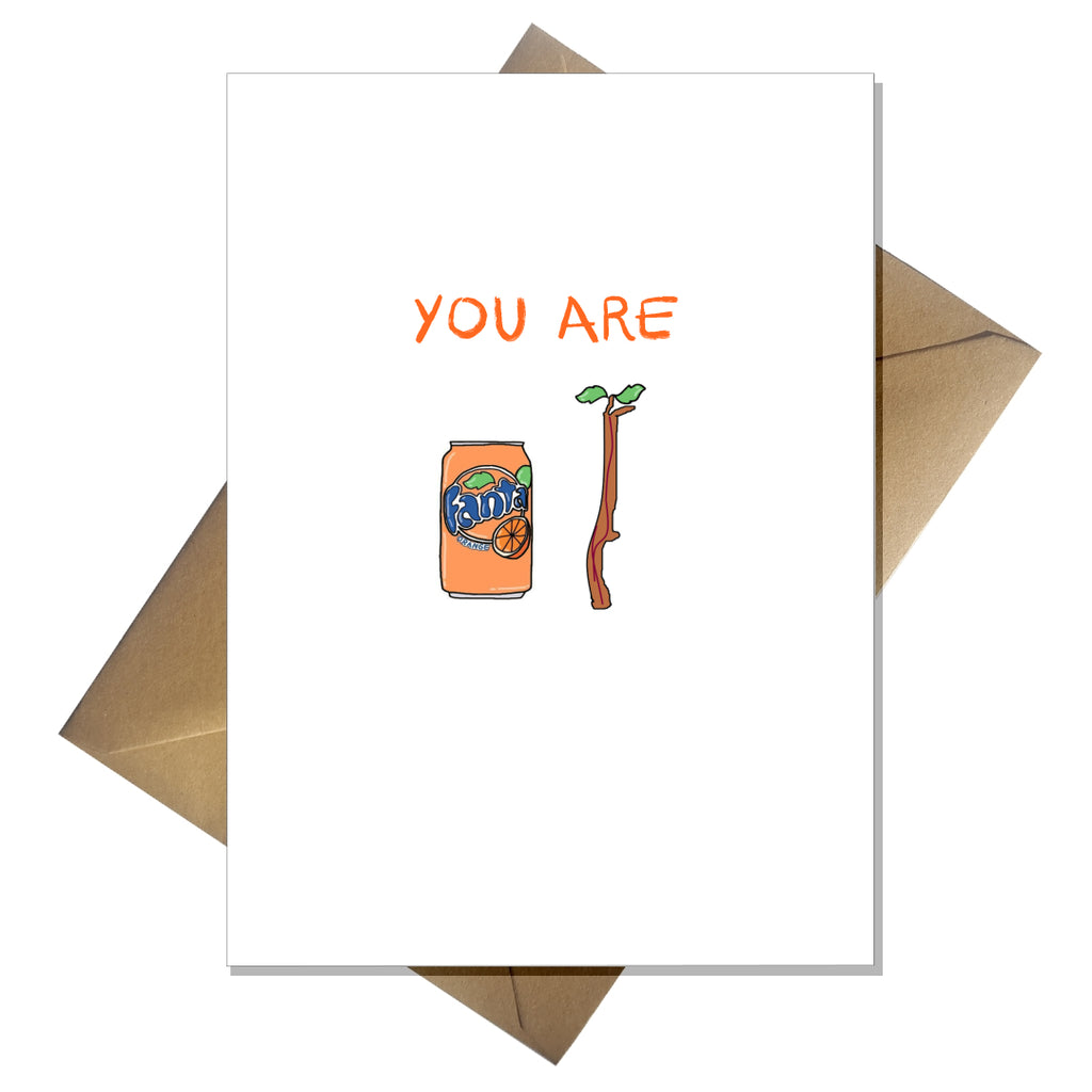 Fanta Stick Birthday Card - Funny Pun Cute Cartoon card for him / her