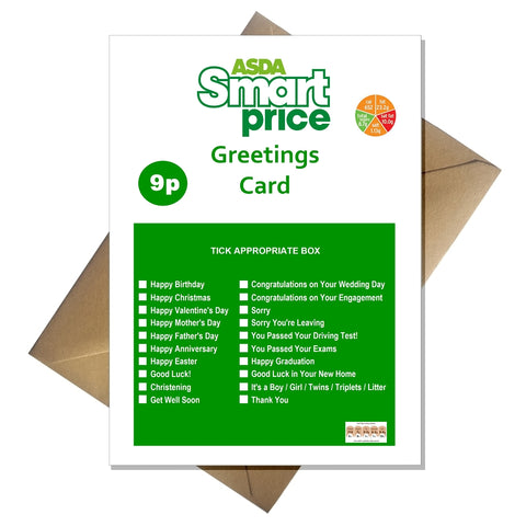 ASDA Smart Price - Funny Joke Greetings card for literally ANY occasion