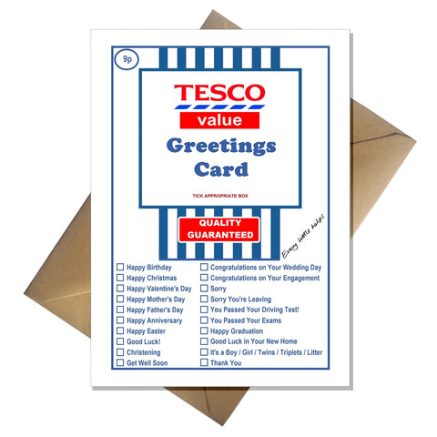 Funny TESCO Value Birthday Card - Joke Greetings card for literally ANY occasion