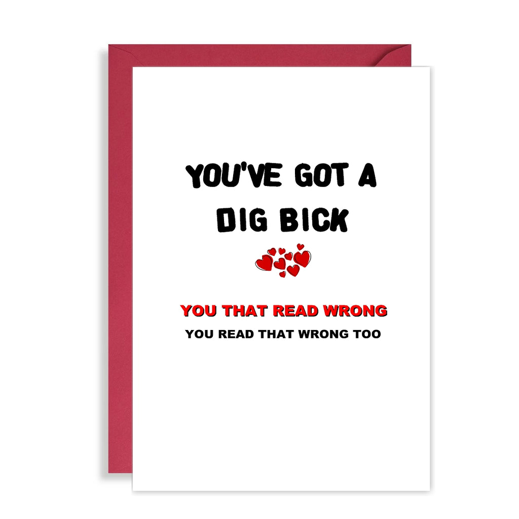 Rude Valentines Day Card - You've got a dig bick! - That Card Shop