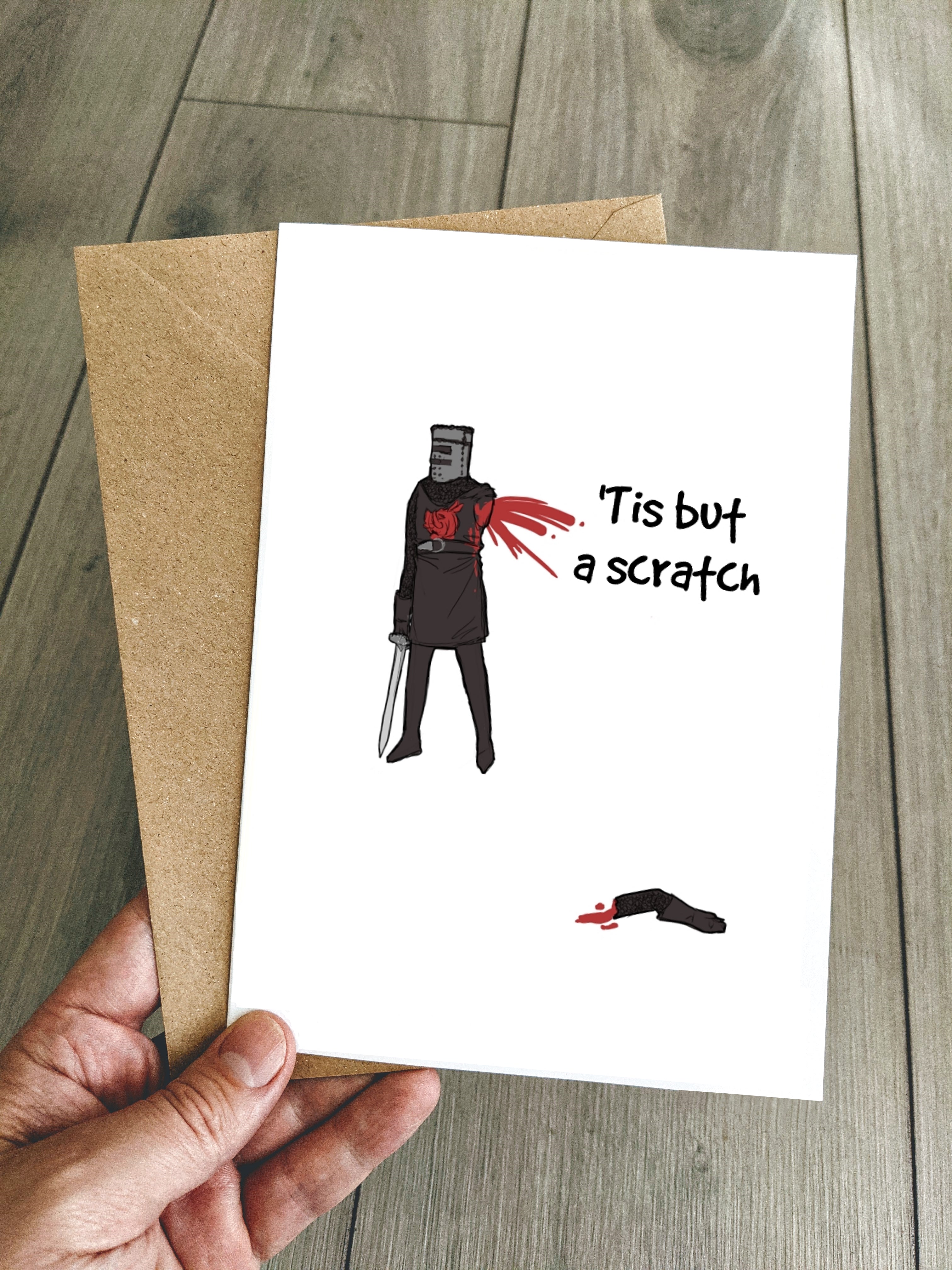 Funny Get Well Soon Card - 'Tis but a scratch! Black Knight Monty Pyth ...