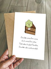 Funny Chocolate Cake Birthday Card - It's a salad!