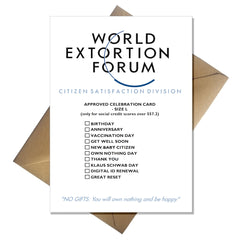 WEF Birthday Card - Funny Great Reset Spoof Any Occasion Card