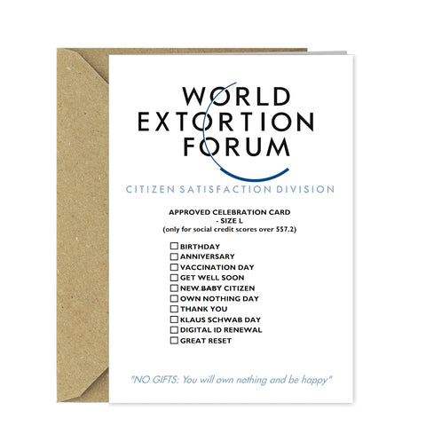 WEF Birthday Card - Funny Great Reset Spoof Any Occasion Card