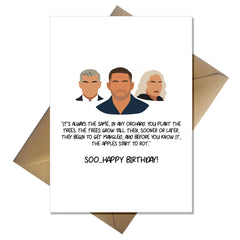 Funny Mobland Birthday Card – Cult TV Series Quote Tom Hardy, Pierce Brosnan, Helen Mirren