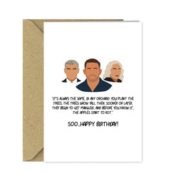 Funny Mobland Birthday Card – Cult TV Series Quote Tom Hardy, Pierce Brosnan, Helen Mirren