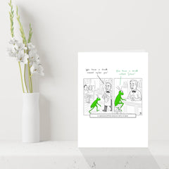 Funny Joke Birthday Card – A Grasshopper Walks into a Bar... Cartoon Pun