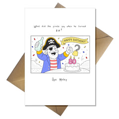 Funny Pirate Joke Birthday Card – Aye Matey! Joke Card for Him or Her 80th Birthday