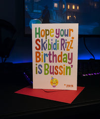 Funny Skibidi Rizz Birthday Card for Teenagers – It's Bussin’ Meme Card IYKYK, Gen Z & Alpha