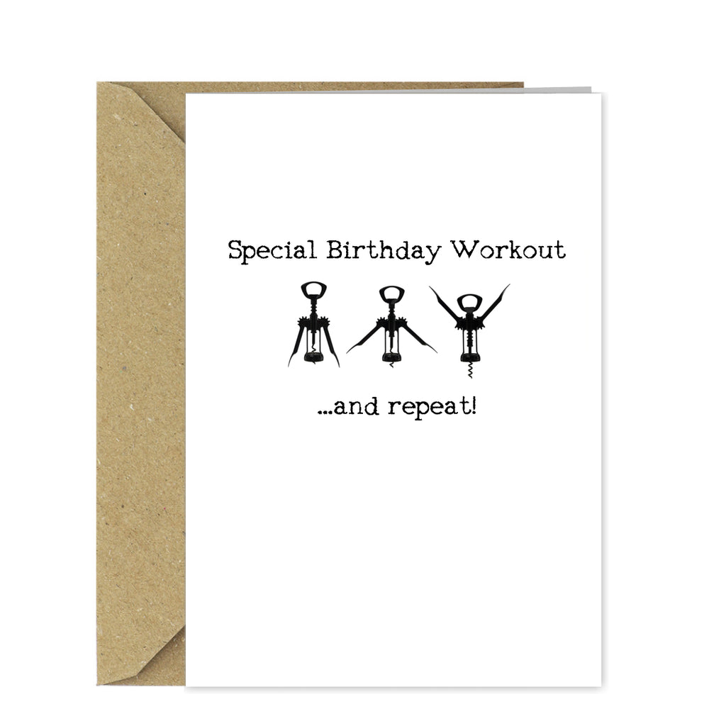 Funny Birthday Card - Wine Aerobics