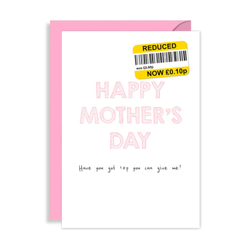 Funny Value Mothers Day Card - Reduced! Joke Humour Mother's Day Card for Mum