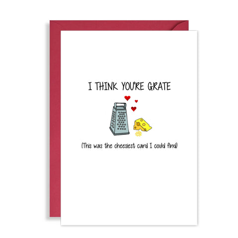 Cute Pun Birthday/Anniversary Card - I think you're GRATE - funny cheesy joke!