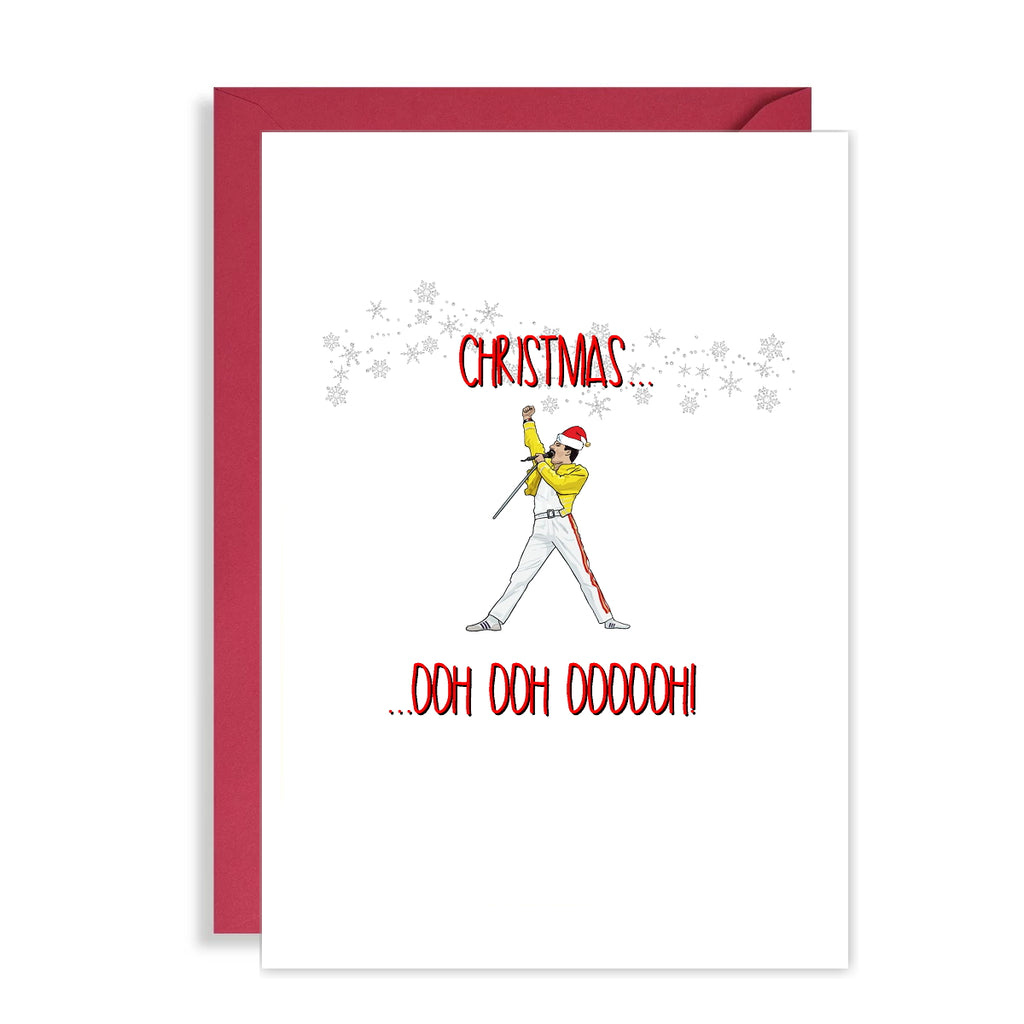 Funny Freddie Mercury Christmas Card - Bohemian Rhapsody Xmas Ooohh