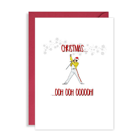 Funny Freddie Mercury Christmas Card - Bohemian Rhapsody Xmas Ooohh