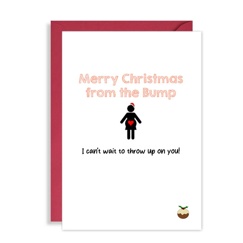 Funny Christmas Card from the Bump - pregnancy / expecting card for Mum or Dad at Xmas