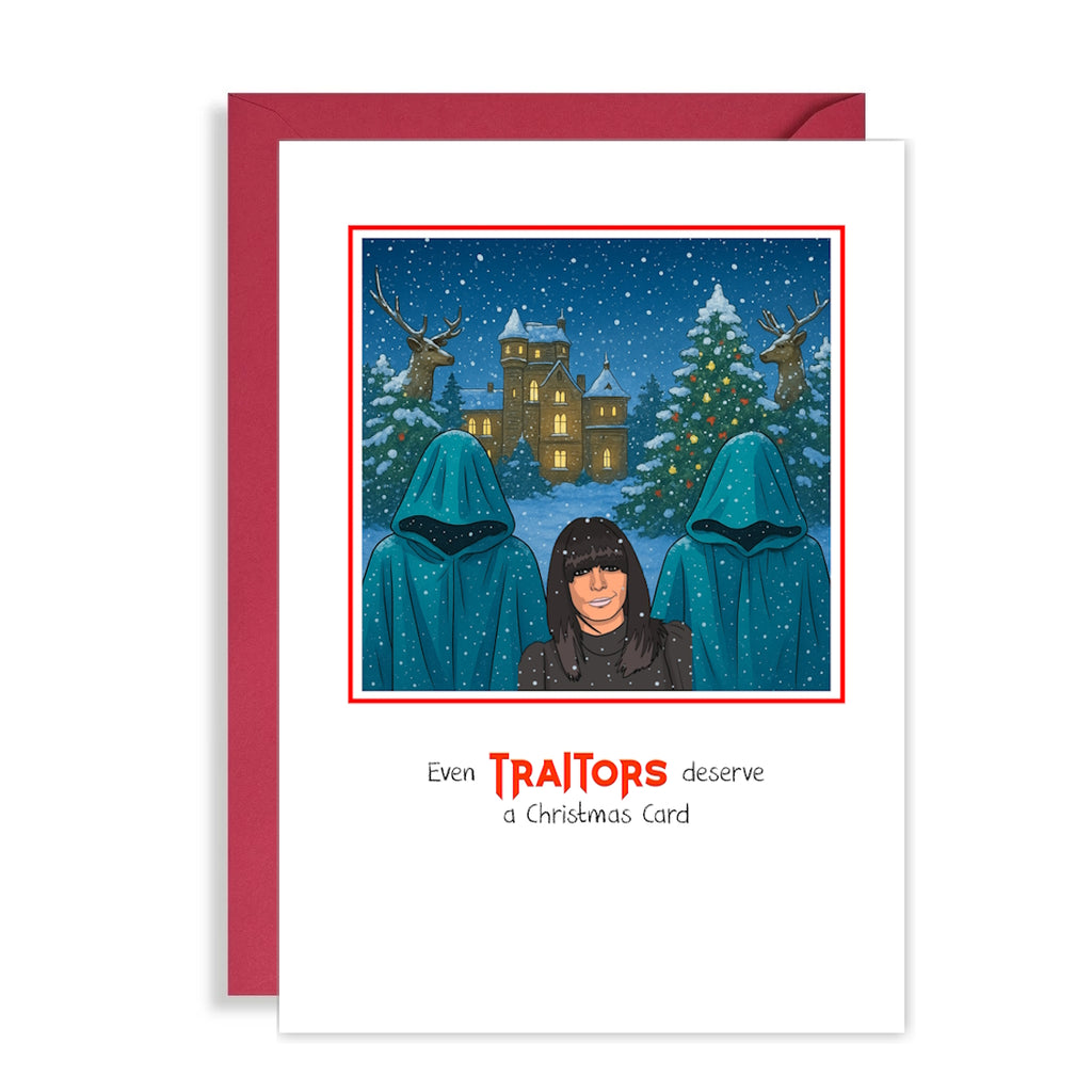 Funny Traitors Christmas Card – UK TV Show Inspired Humour – A5 Greeting Card with Red Envelope