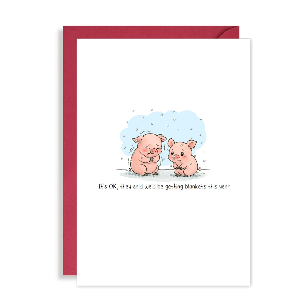 Funny Christmas Card for Adults – “Pig in a Blanket” Dad Joke Xmas Card