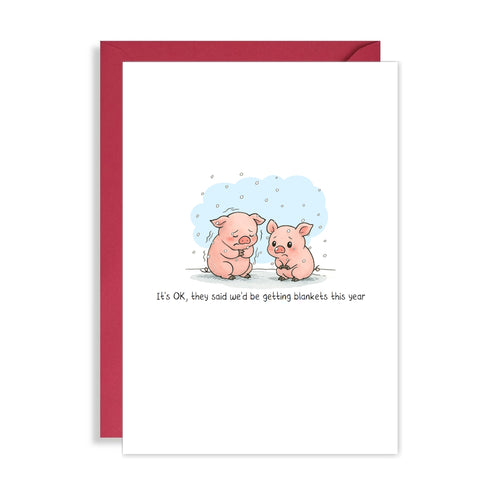 Funny Christmas Card for Adults – “Pig in a Blanket” Dad Joke Xmas Card