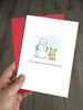 Funny Cute Snowman Christmas Card – Dad Joke Xmas Card with Bunny & Carrot