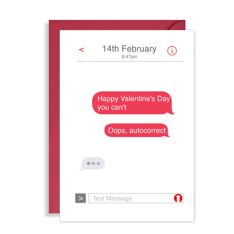 Funny Text Message Valentines Day Card - oops autocorrect! Really Rude