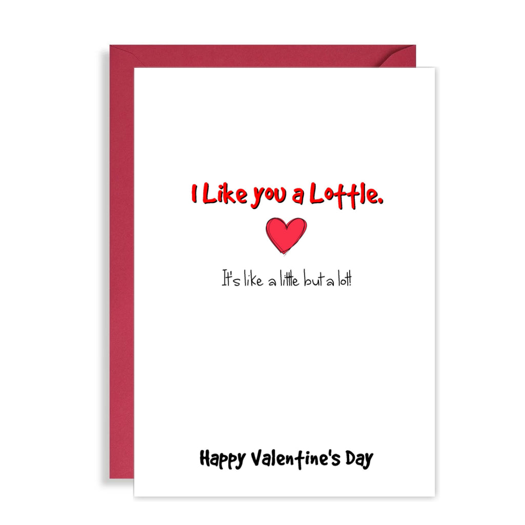 Funny Valentines Day Card for your crush - I Like you a lottle!
