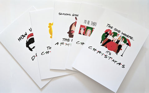 Friends TV Show Themed Christmas Cards - 5 PACK 90s Original Designs
