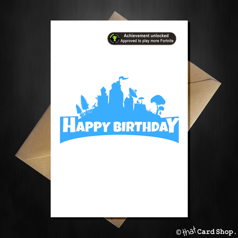 Funny Fortnite Birthday Card - Achievement Unlocked!