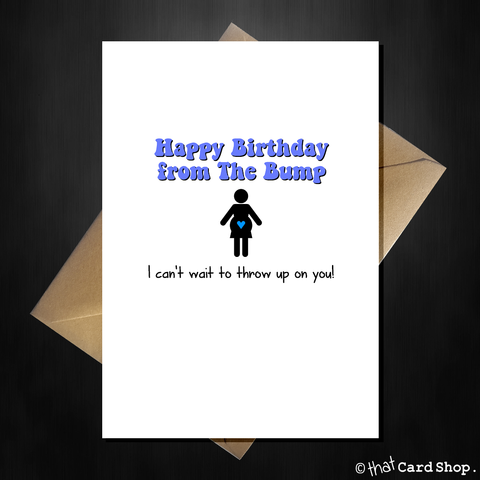 Funny Birthday Card from the Bump - pregnancy / expecting card for Dad