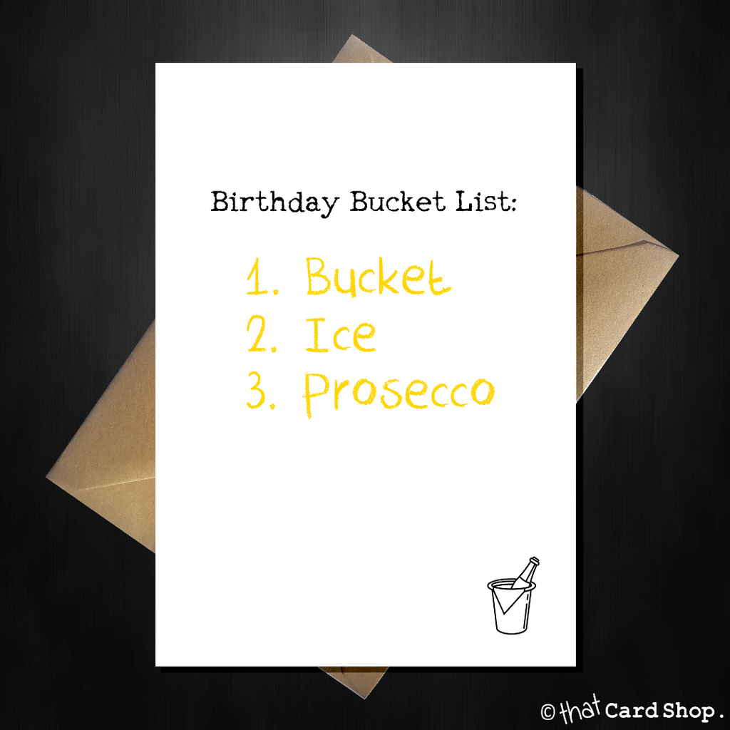 Funny Birthday Card for her - a proper bucket list! - That Card Shop