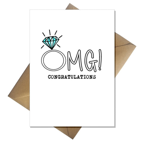 Funny Engagement Card - OMG Congratulations!