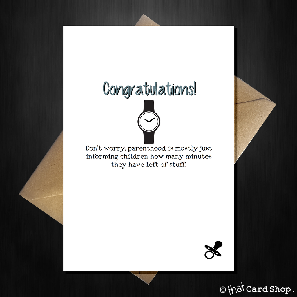 Funny New Baby Card - Parenting is easy! - That Card Shop