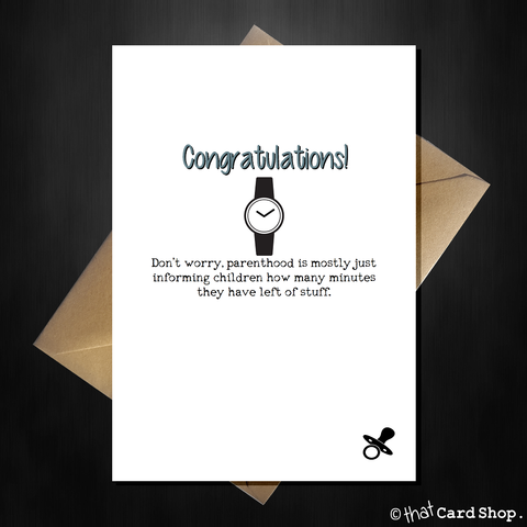 Funny New Baby Card - Parenting is easy!