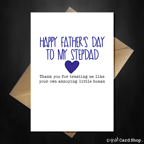 Personalised Funny Happy Fathers Day Card - Thank You Stepdad