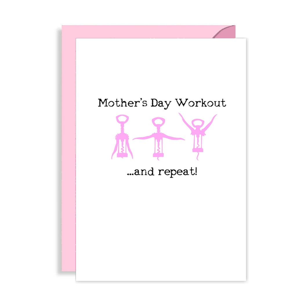 Funny Mothers Day Card - Wine Aerobics