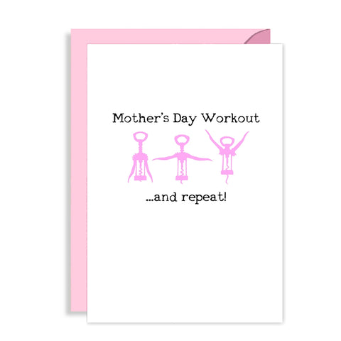 Funny Mothers Day Card - Wine Aerobics