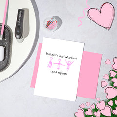 Funny Mothers Day Card - Wine Aerobics