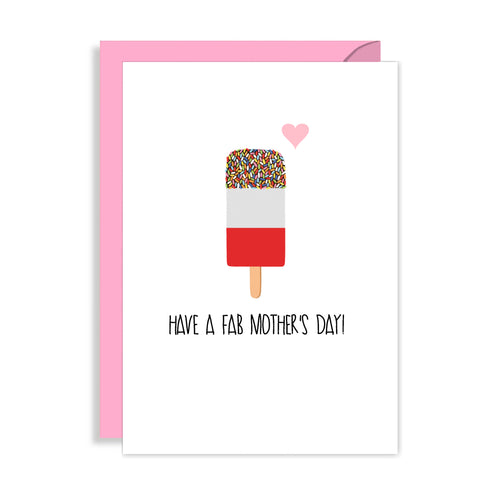 Funny Retro Mothers Day Card - You're fab! 80s 90s Ice cream