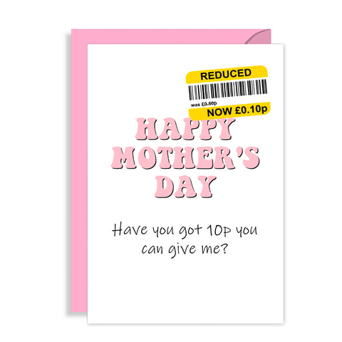 Funny Value Mothers Day Card - Reduced! Joke Humour Mother's Day Card for Mum