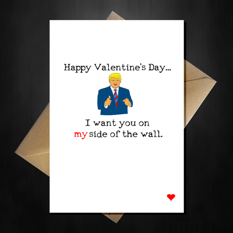 Funny Donald Trump Valentines Card - I want you on my side of the wall!