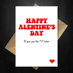 Rude Valentines Day Card for Him - I'll give you the V later - That Card Shop
