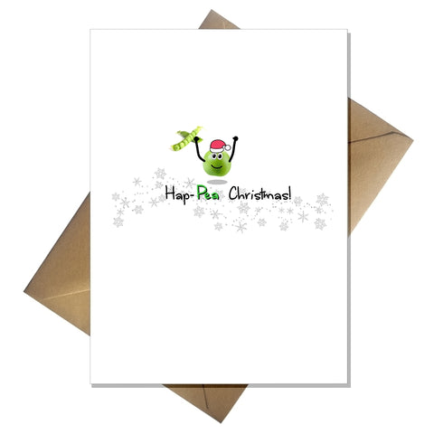 Funny Christmas Card - Hap-Pea Xmas!! Joke Pun amusing Festive card