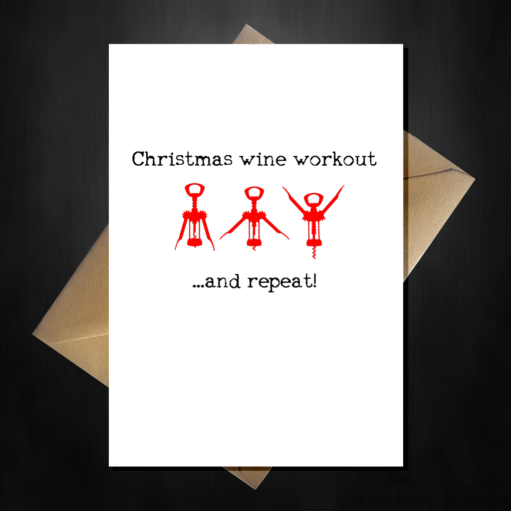 Funny Xmas Card - The Christmas Wine Workout - That Card Shop