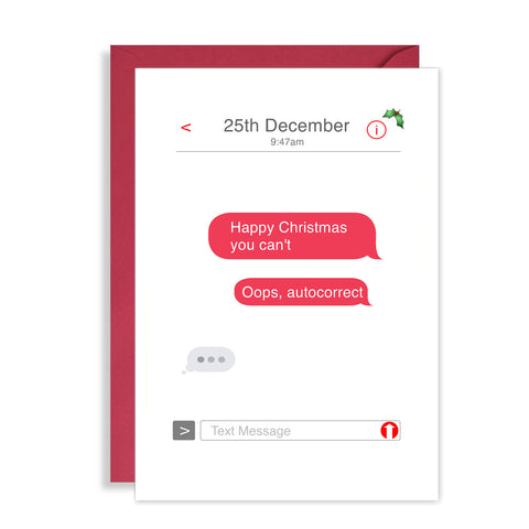 Funny Text Message Christmas Card - oops autocorrect! Really Rude