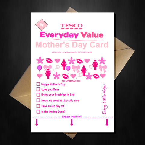 Everyday Value Mothers Day Card - Funny Tesco Spoof