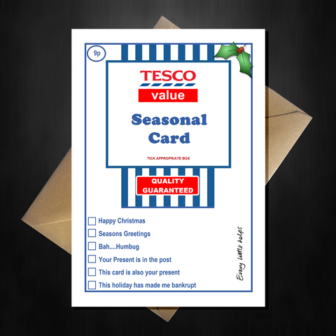 Funny Tesco Value Christmas Card - Supermarket Spoof Xmas